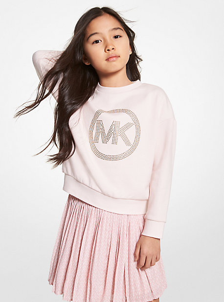 MK Sweat-shirt en coton à logo clouté - ROSE PÂLE(ROSE) - Michael Kors