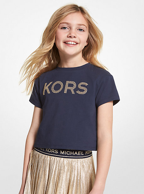 MK T-shirt clouté en coton - BLEU MARINE(BLEU) - Michael Kors