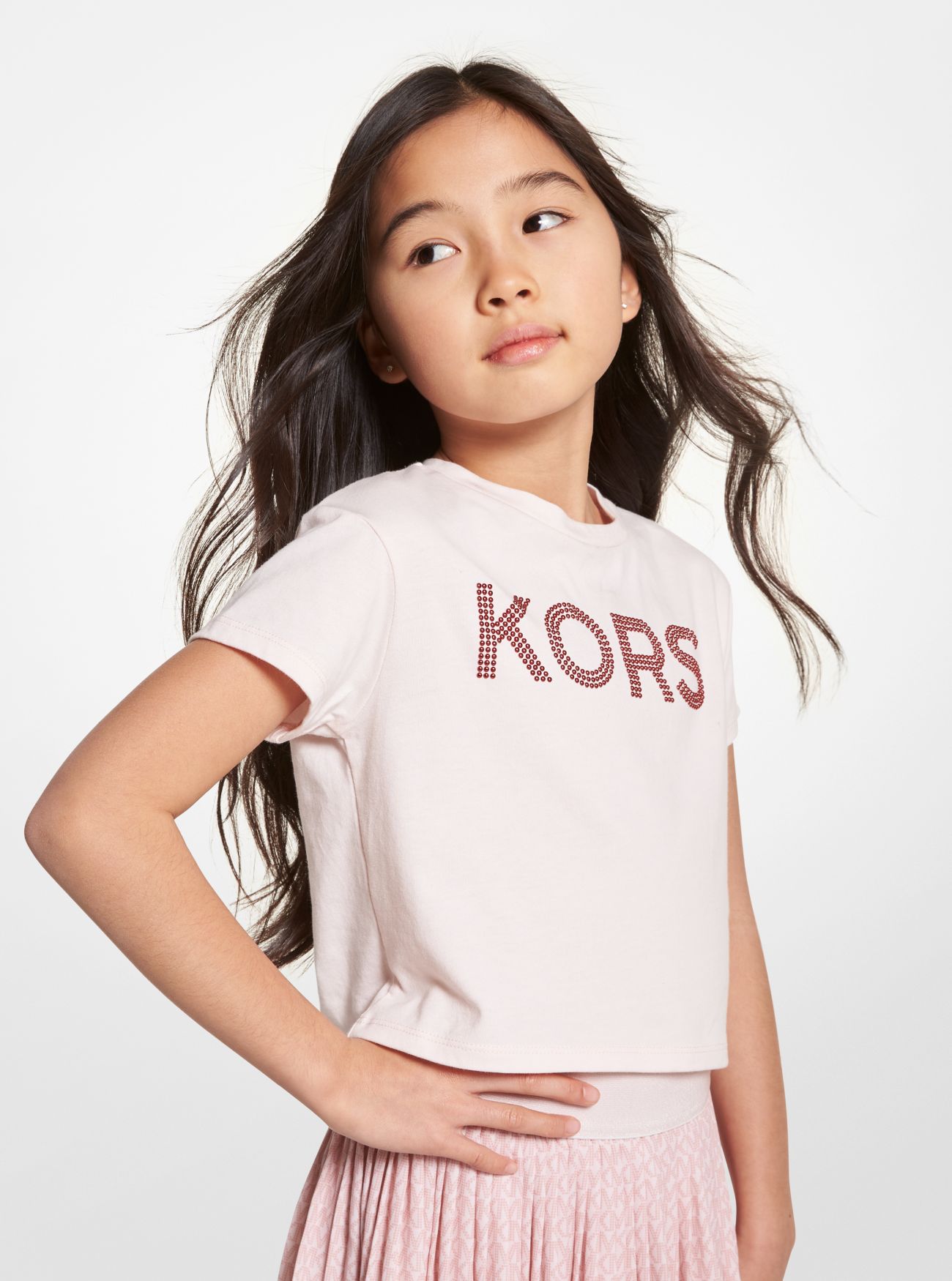 MK Studded Cotton T-Shirt - Pale Pink - Michael Kors