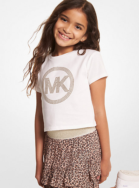 MK T-shirt en coton clouté à logo - BLANC CASSÉ(NATUREL) - Michael Kors