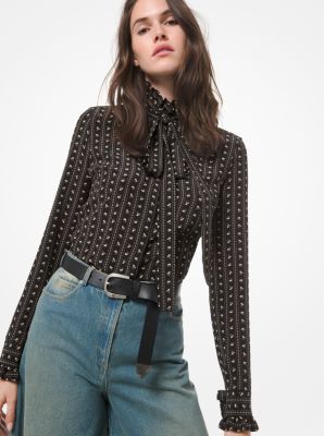 michael kors tie neck blouse