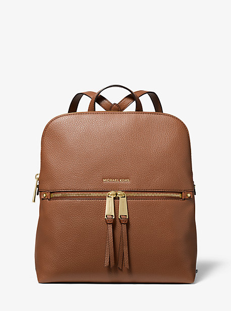 MK Rhea Medium Pebbled Slim Backpack - Luggage Brown - Michael Kors product