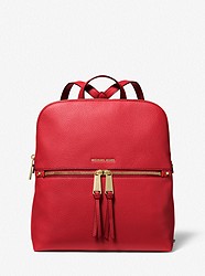 Rhea Medium Pebbled Slim Backpack - BRIGHT RED - 30F0GEZB6V