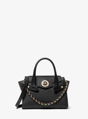 Image of Carmen Extra-Small Studded Saffiano Leather Belted Satchel