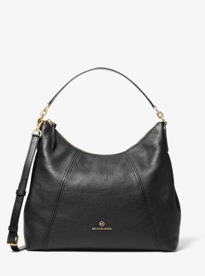 MK Sienna Large Pebbled Leather Shoulder Bag - Black - Michael Kors