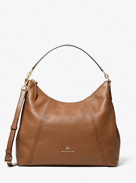 MK Sienna Large Pebbled Leather Shoulder Bag - Luggage Brown - Michael Kors