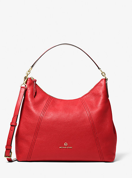 Michael Kors Sienna Large Pebbled Leather Shoulder Bag In Red