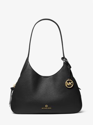 MK Kelsey Large Pebbled Leather Shoulder Bag - Black - Michael Kors