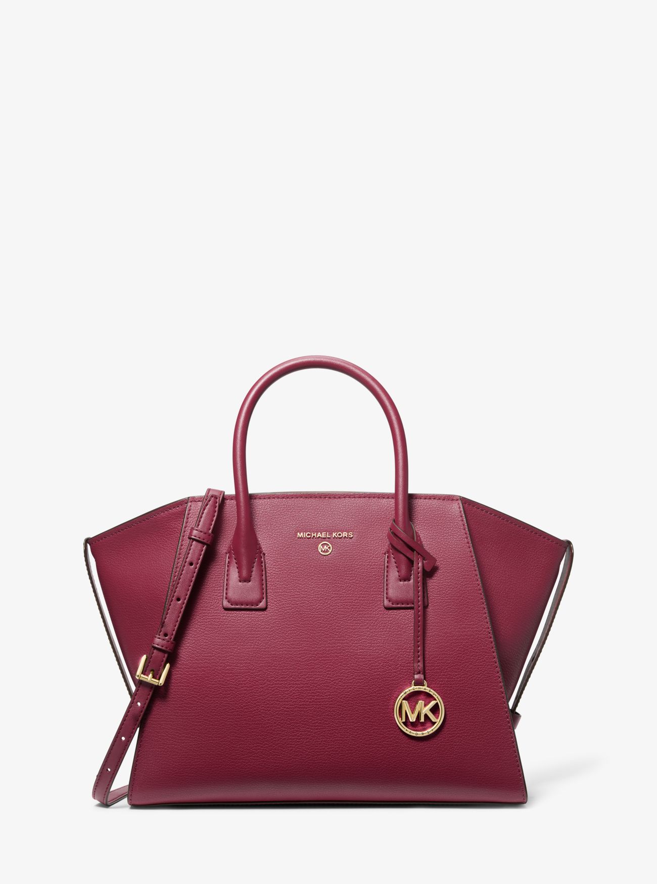MK Avril Large Leather Top-Zip Satchel - Mulberry - Michael Kors