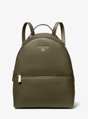 MK Valerie Medium Pebbled Leather Backpack - Olive - Michael Kors