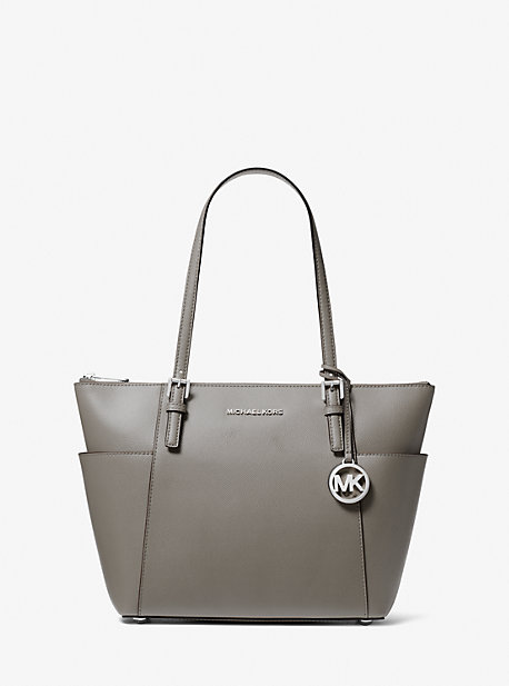 Sac à main Jet Set en cuir saffiano avec glissière supérieure - GRIS PERLE(GRIS) - Michael Kors