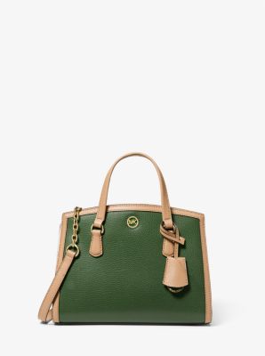 Chantal Small Two-Tone Pebbled Leather Messenger Bag