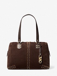 Astor Large Studded Leather Tote Bag - CHOCOLATE - 30F3GATE3S