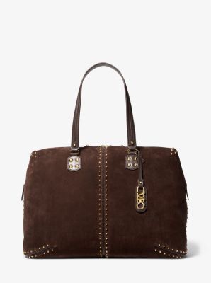 Astor Extra-Large Studded Suede Weekender Bag