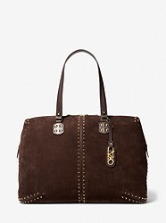 Astor Extra-Large Studded Suede Weekender Bag - CHOCOLATE - 30F3GATU4S