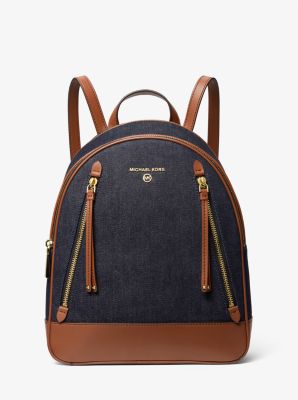 Sac à dos Brooklyn de taille moyenne en denim et en cuir