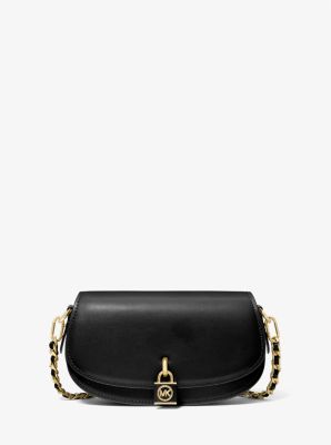 Michael Kors Mila Small Leather Shoulder Bag In Black