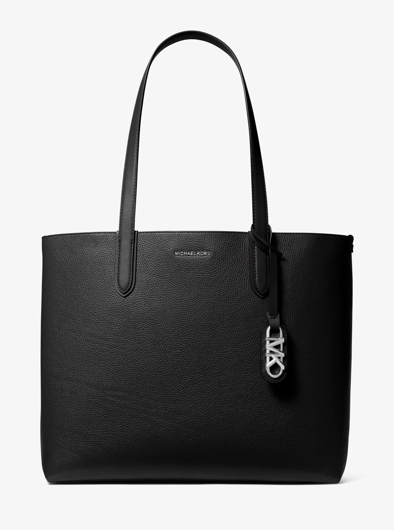 MK Eliza Extra-Large Pebbled Leather Reversible Tote Bag - Black - Michael Kors