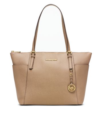 Jet Set Large Top-Zip Saffiano Leather Tote by Michael Kors