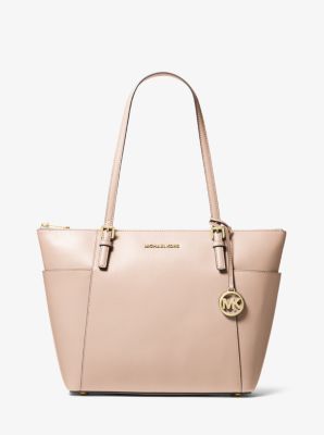 Grand sac à main Jet Set en cuir saffiano avec glissière sur le dessus - ROSE DOUX(ROSE) - Michael K