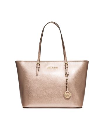 michael kors metallic rose gold handbag