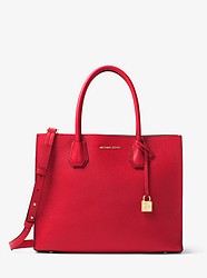 Mercer Large Pebbled Leather Accordion Tote Bag - BRIGHT RED - 30F6GM9T3L