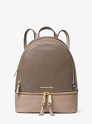 Rhea Medium Color-Block Pebbled Leather Backpack - TRFFL/MUSHRM - 30F8GEZB2T