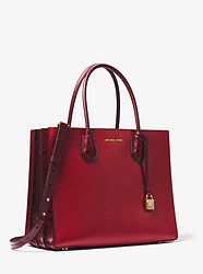 Mercer Large Pebbled and Embossed Leather Accordion Tote - MAROON/OXBLD - 30F8GM9T3I