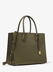 Mercer Large Pebbled Leather Accordion Tote Bag - OLIVE - 30F8GM9T3T