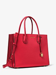 Mercer Large Pebbled Leather Accordion Tote Bag - BRIGHT RED - 30F8GM9T3T