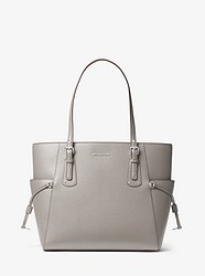 Voyager Small Crossgrain Leather Tote Bag - PEARL GREY - 30F8SV6T4L