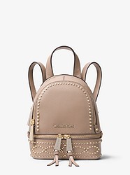 Rhea Mini Studded Leather Backpack - TRUFFLE - 30F8TEZB1U