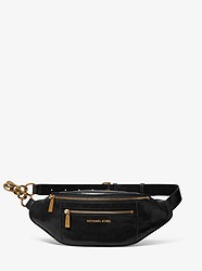Medium Crinkled Calf Leather Belt Bag  - BLACK - 30F9AOXN6T