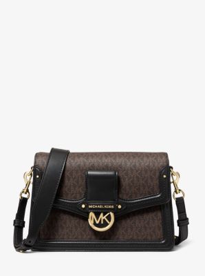 Sac porté épaule Jessie de taille moyenne en cuir à logo - MARRON/NOIR(MARRON) - Michael Kors
