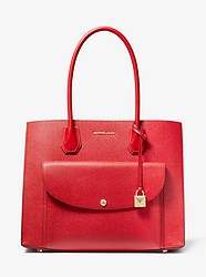Mercer Extra-Large Pebbled Leather Pocket Tote Bag - BRIGHT RED - 30F9GM9T4L