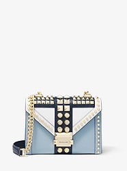 Whitney Small Studded Tri-Color Saffiano Leather Shoulder Bag - NVY/WHT/PBLU - 30F9GWHL1T
