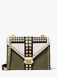 Whitney Large Studded Saffiano Leather Convertible Shoulder Bag - OLIVE COMBO - 30F9GWHL3T