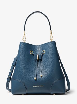 Sac porté épaule Mercer Gallery de taille moyenne en cuir grainé - CHAMBRAY FONCÉ - Michael Kors