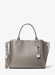 Arielle Large Pebbled Leather Satchel - PEARL GREY - 30F9SI5S3L