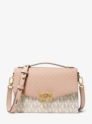 Michael Kors Hendrix Medium Two-tone Logo Messenger Bag In Pink | ModeSens