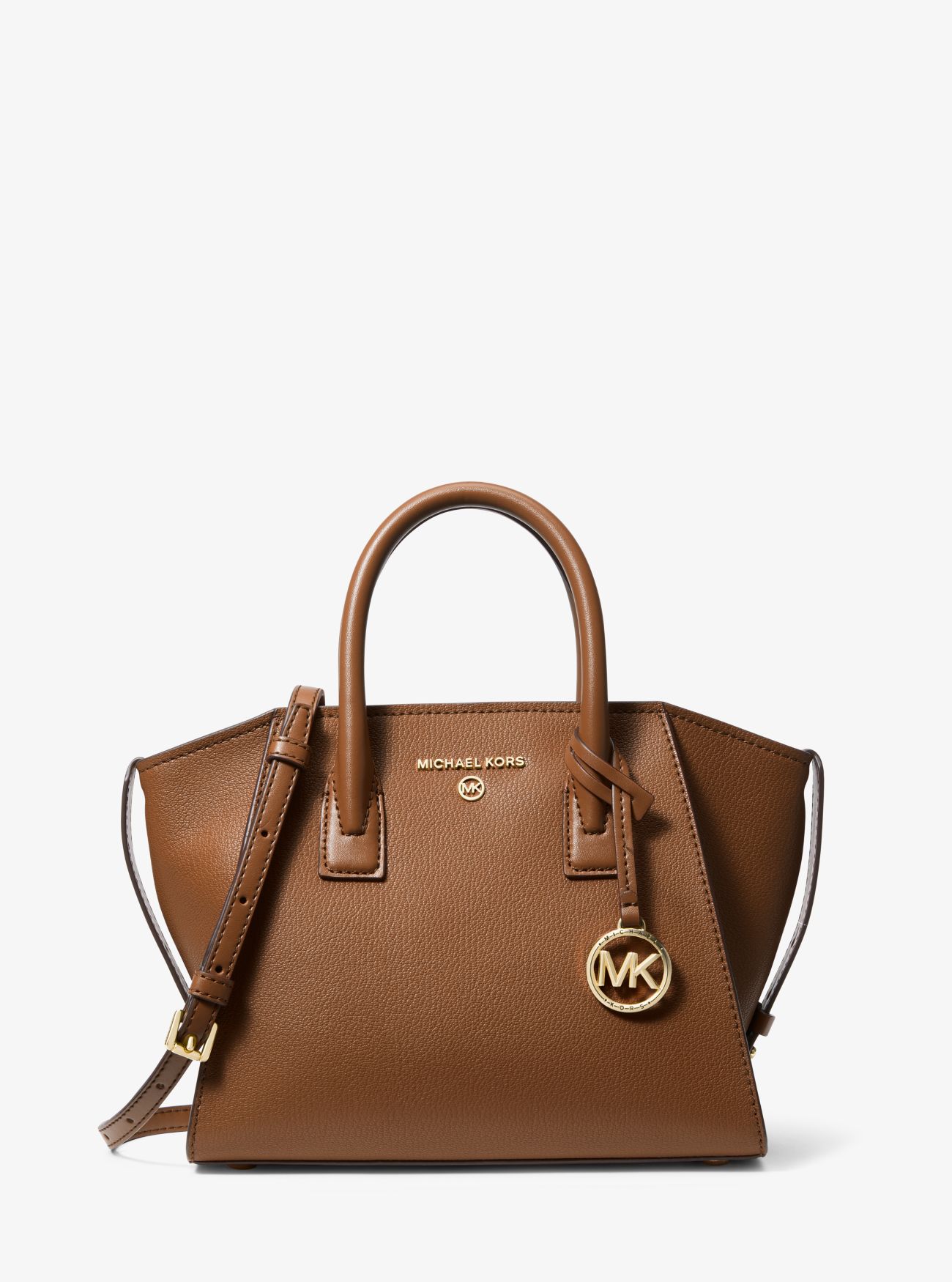 MK Avril Small Leather Top-Zip Satchel - Luggage Brown - Michael Kors