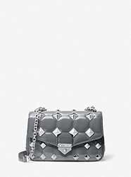 Soho Small Studded Quilted Patent Leather Shoulder Bag - HEATHER GREY - 30H1S1SL1A
