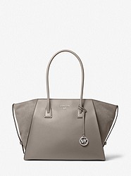 Avril Extra-Large Leather Top-Zip Tote Bag - PEARL GREY - 30H1S4VT4S