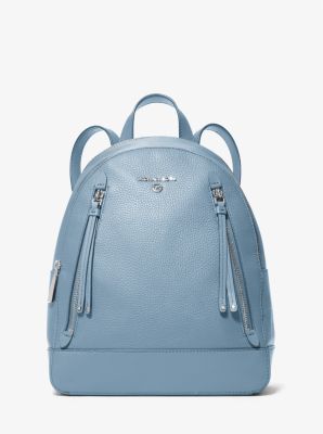 MK Brooklyn Large Pebbled Leather Backpack - Chambray - Michael Kors