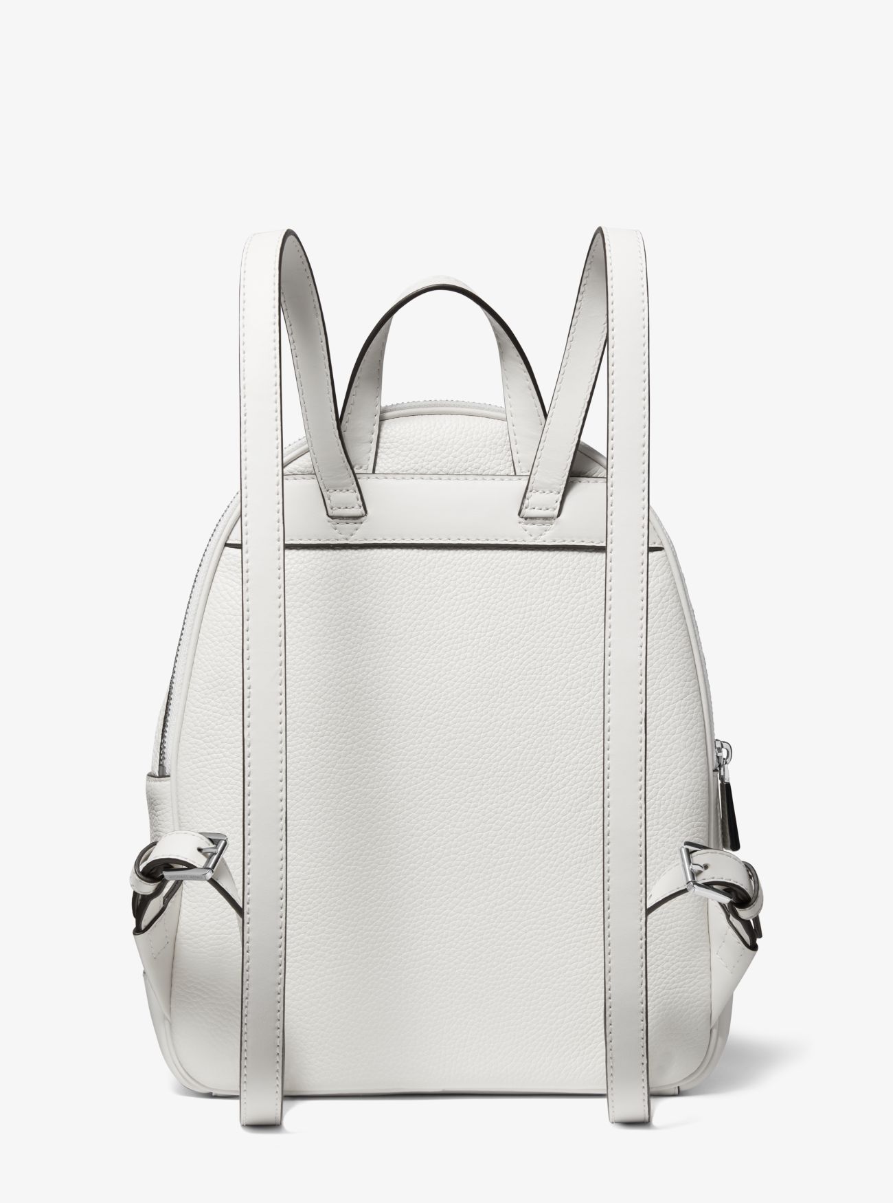 MK Brooklyn Large Pebbled Leather Backpack Optic White Michael Kors