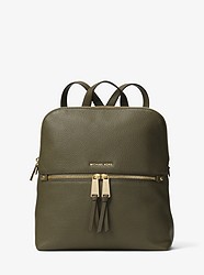 Rhea Medium Slim Leather Backpack - OLIVE - 30H6GEZB2L