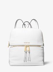Rhea Medium Slim Leather Backpack - OPTIC WHITE - 30H6GEZB2L