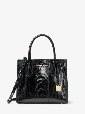 michael kors mercer snakeskin tote