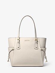 Voyager Small Crossgrain Leather Tote Bag - LIGHT SAND - 30H7GV6T9L
