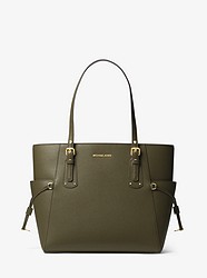 Voyager Small Crossgrain Leather Tote Bag - OLIVE - 30H7GV6T9L